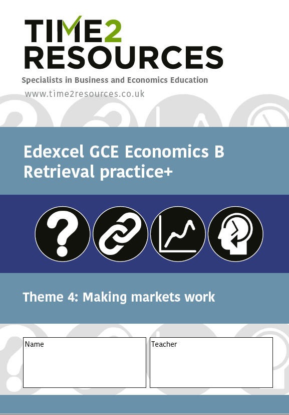 Edexcel GCE Economics B Theme 4 Making Markets Work Retrieval Practice+ ...